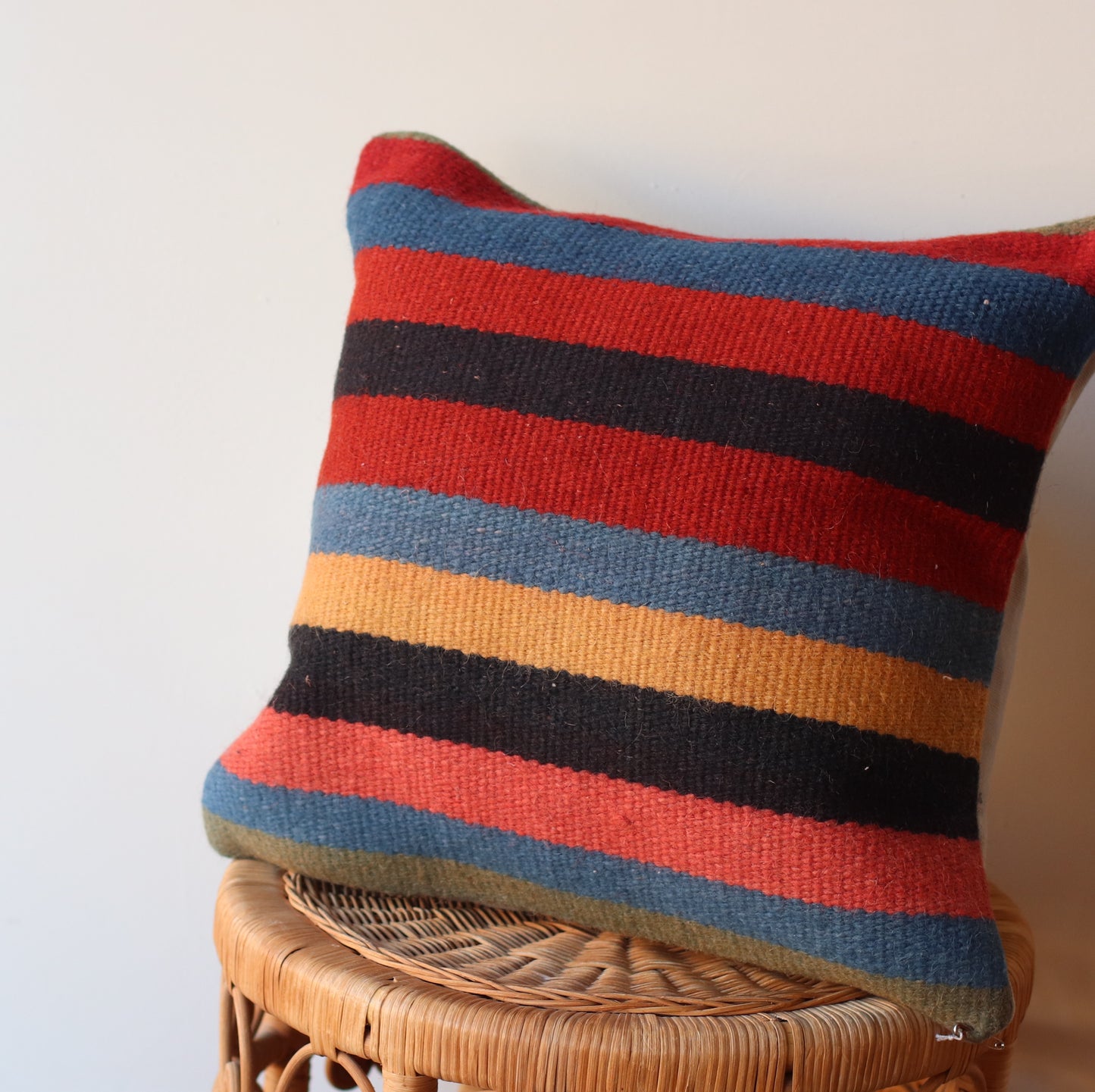 Kilim Pillow | Dark Primary Stripes,  includes insert 16"