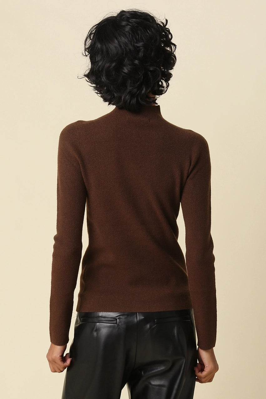 Brown Mock Neck Sweater