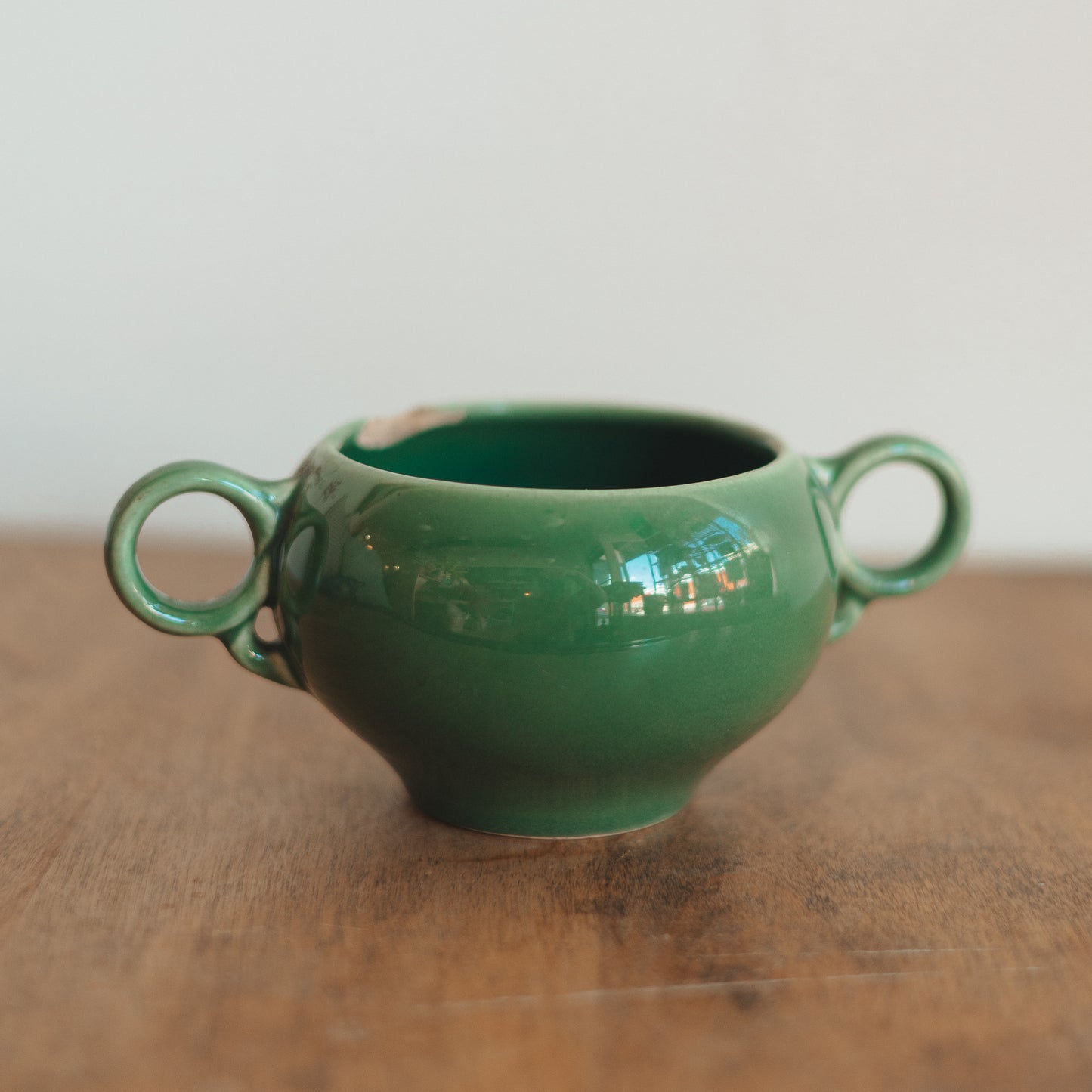 Loop Handled Green Planter Pot