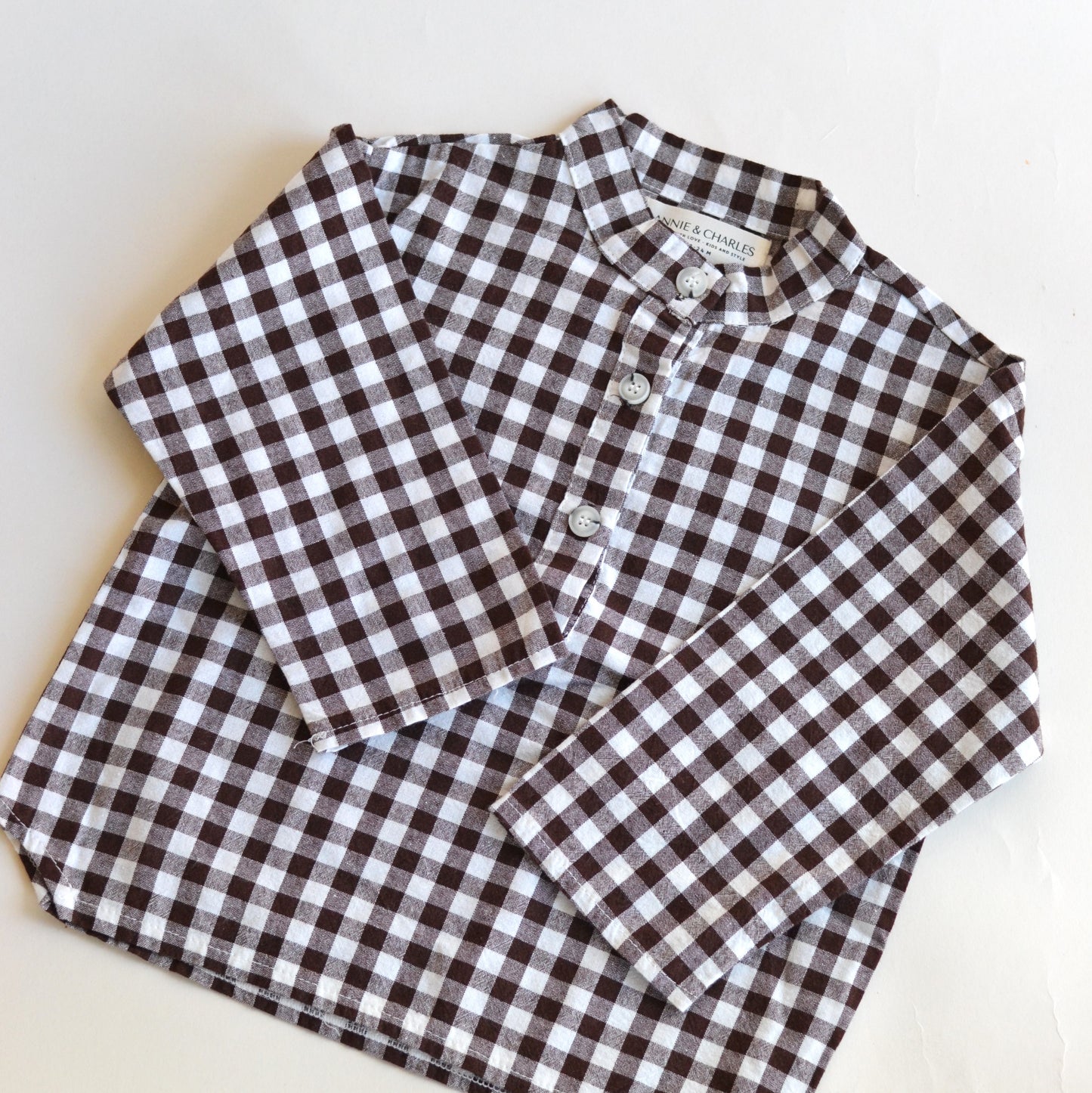 Annie & Charles | Brown Gingham Toddler Shirt