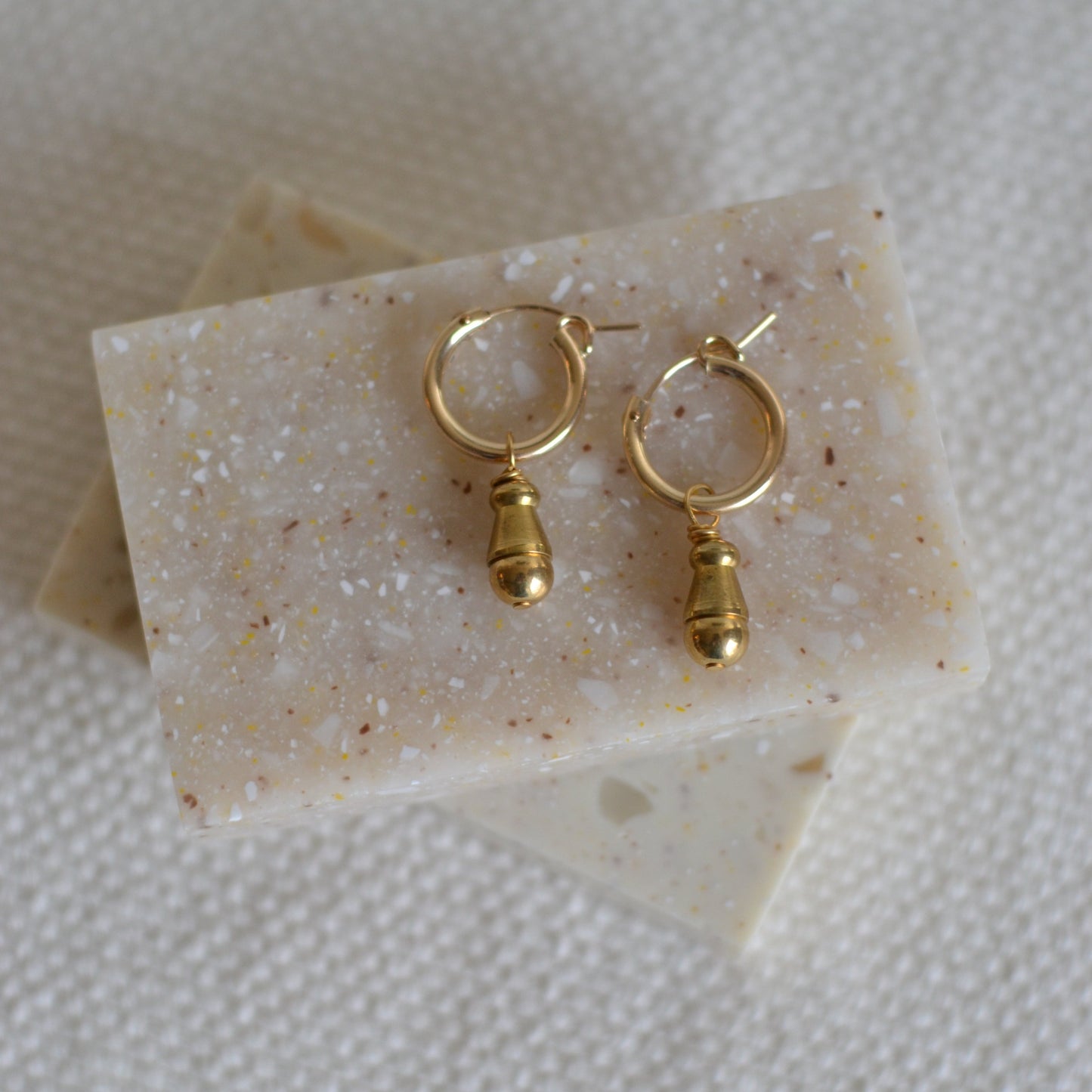 Gold Fill Hoops with Teardrop Charm