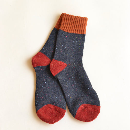 Camilla Socks, Burnt Orange and Navy