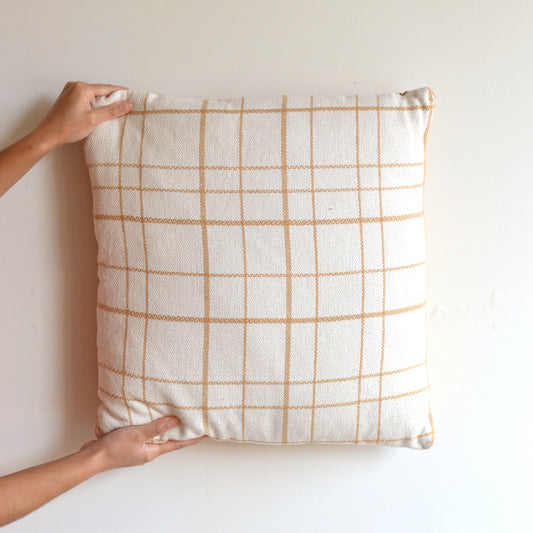 Foreside Home & Garden | 18x18 Hand Woven Eileen Mod Plaid Pillow Tan