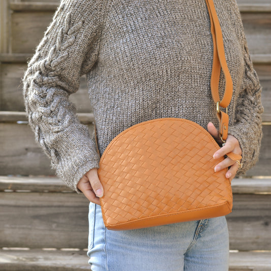 JOYN Bags | Woven Halfmoon Crossbody - Honey