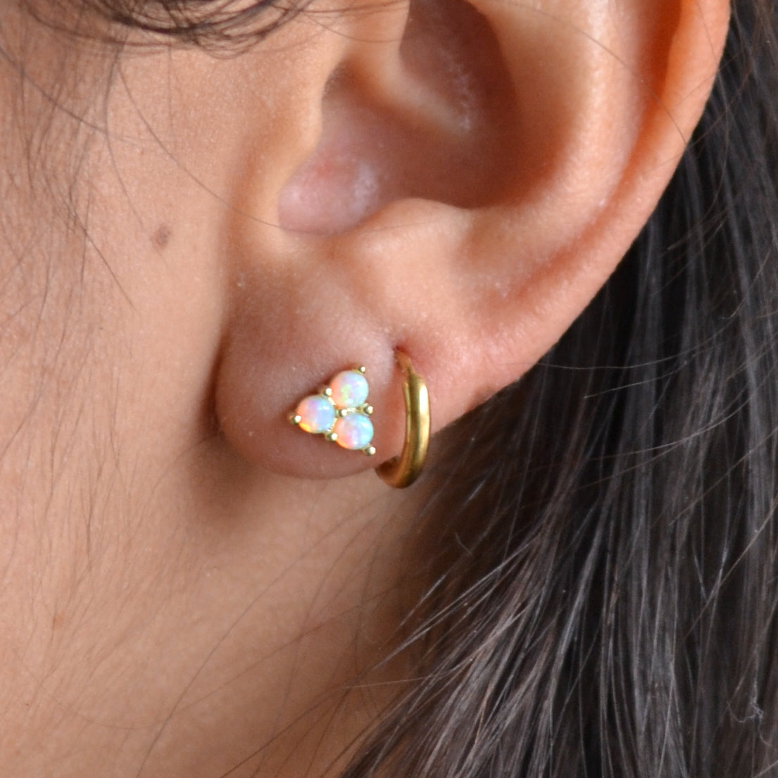 Alice Opal Trio Studs, Gold Plated and Stainless Steel