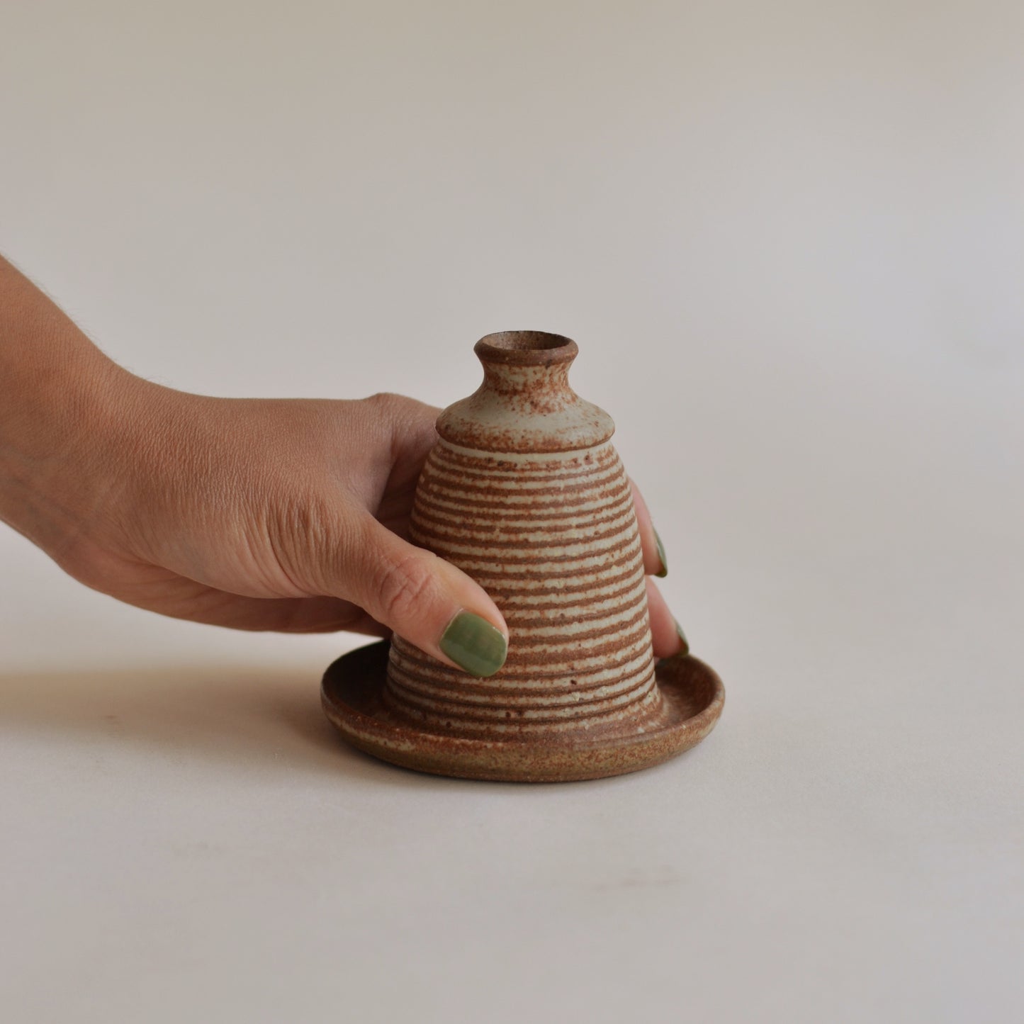 Studio Pottery Bud Vase with Tray Base