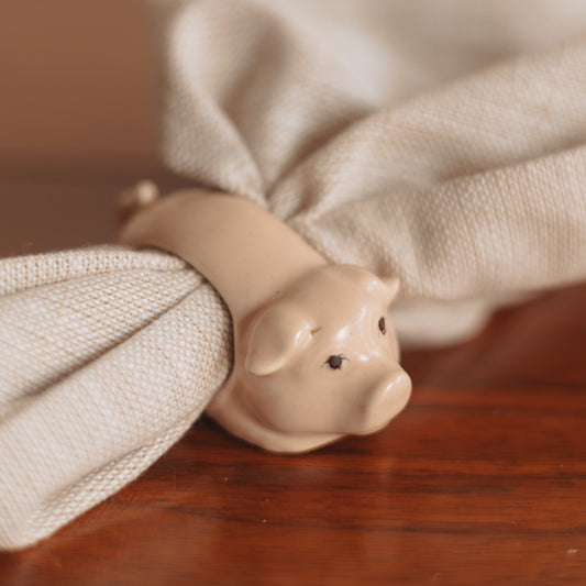 Pink Piggy Napkin Rings, Set of 4