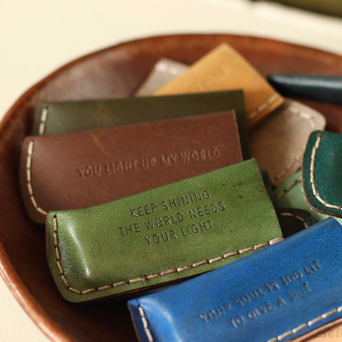 Dune Accents | Leather Lighter Cases with Embossed Quote, picked at random