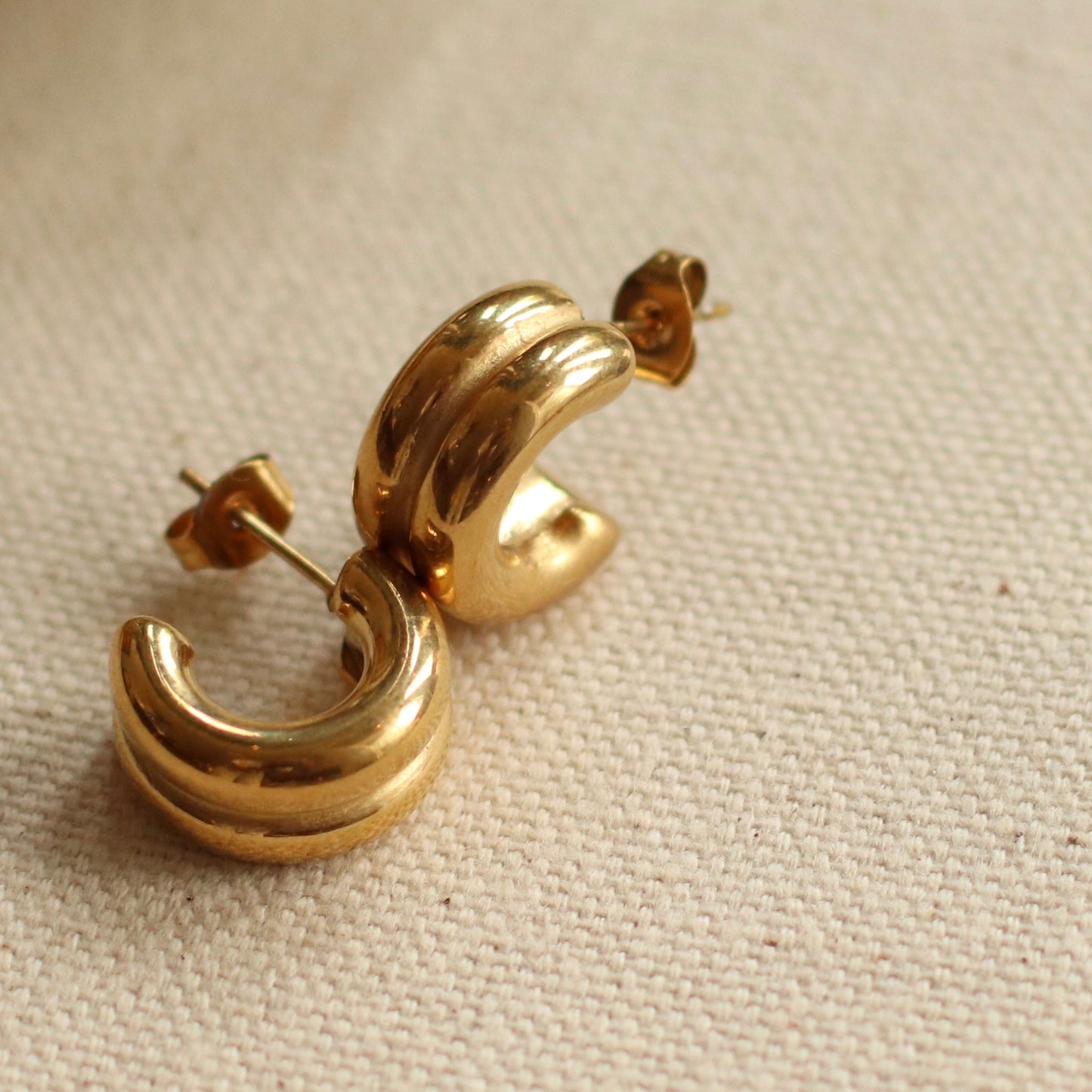 Dune Hoops | Gold Stainless Steel Double Hoop Stud Earring