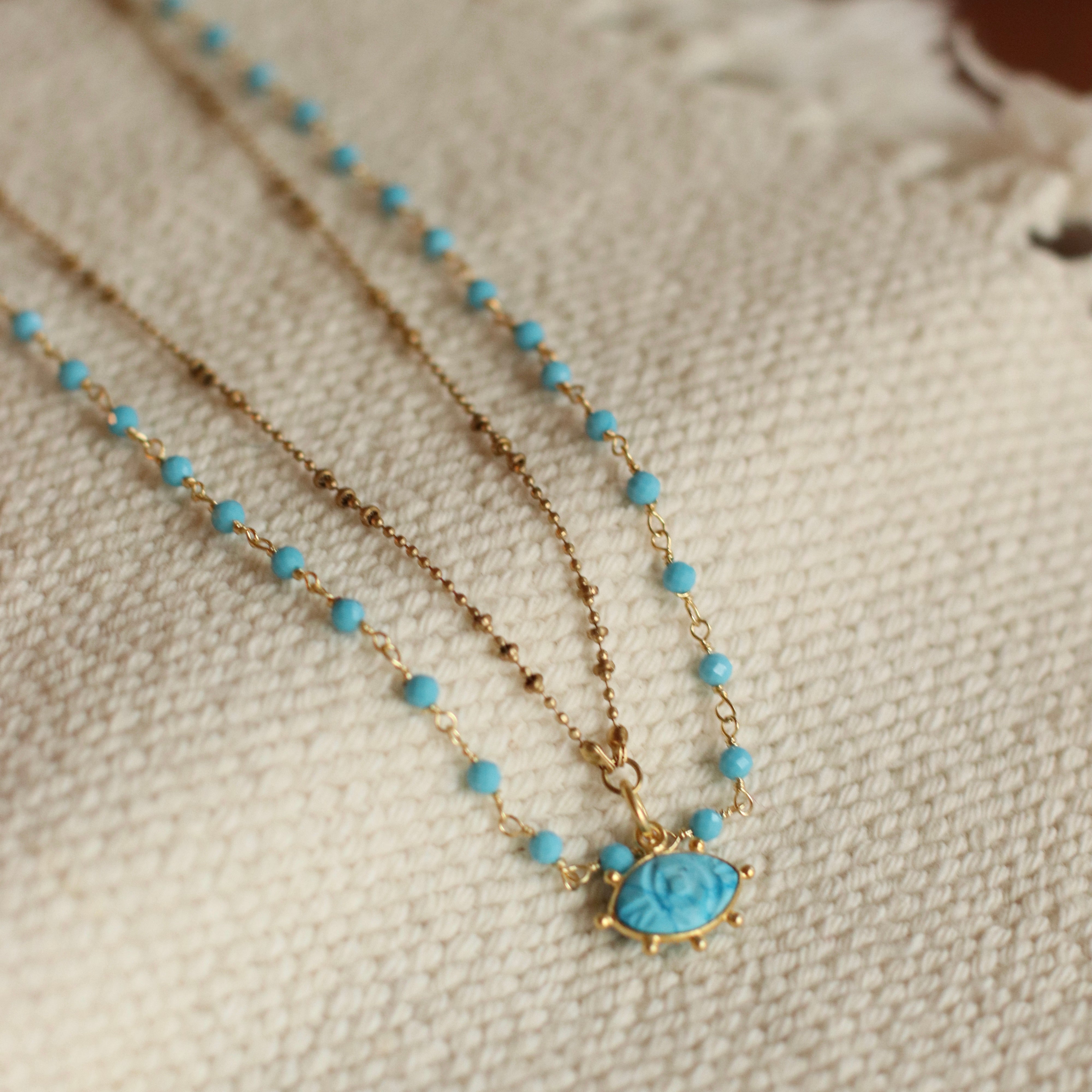 Santore | Turquoise Guardian Layered Necklace with Eye of Protection P ...