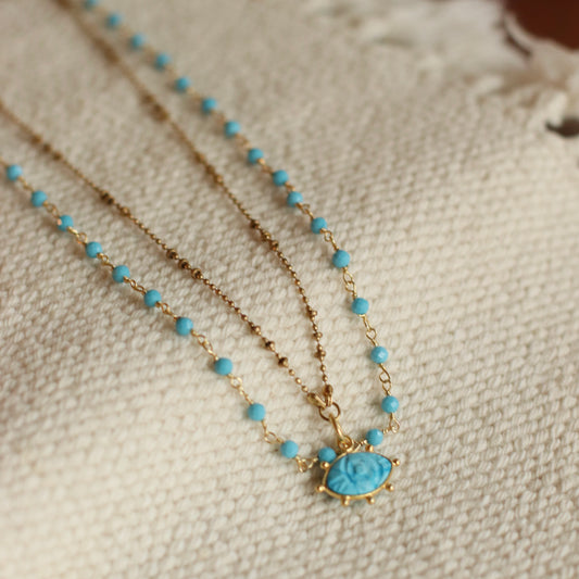 Santore | Turquoise Guardian Layered Necklace with Eye of Protection Pendant