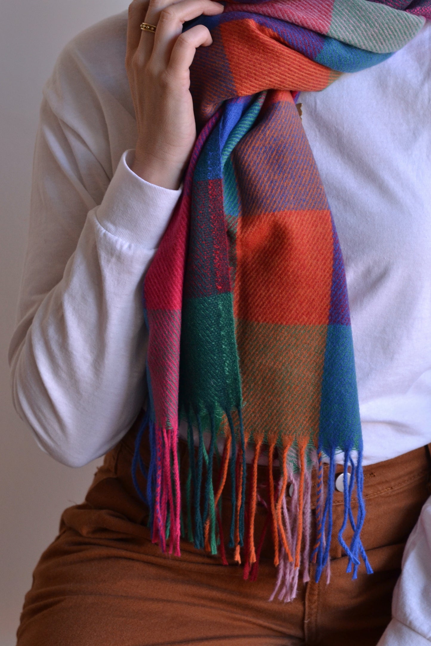 Funky | Super Soft Plaid Scarf, Red and Green