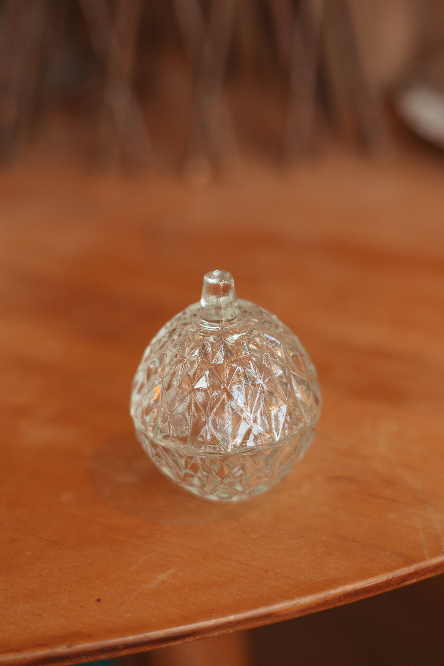 Cut Glass Ring Dish with Lid