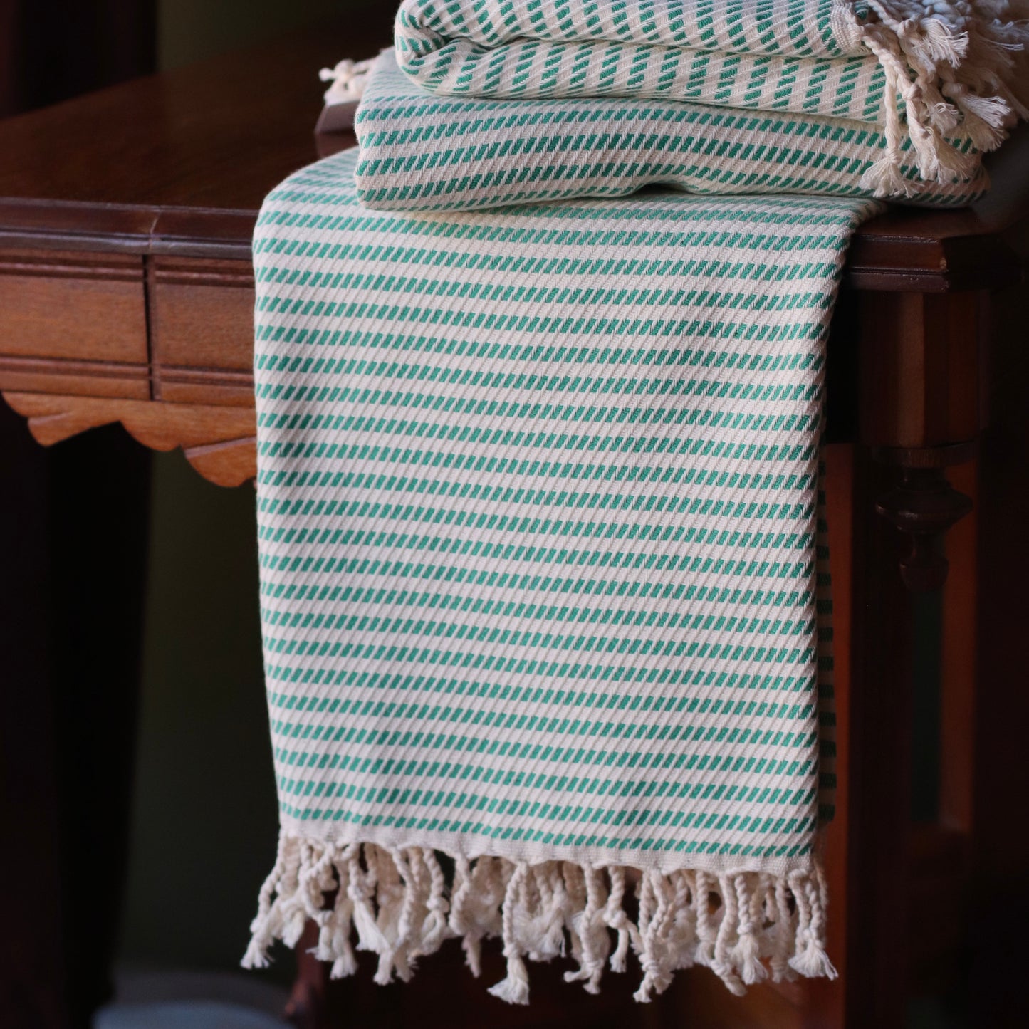 Turkish Towel | Luxury Bath Towel, Green Stripe
