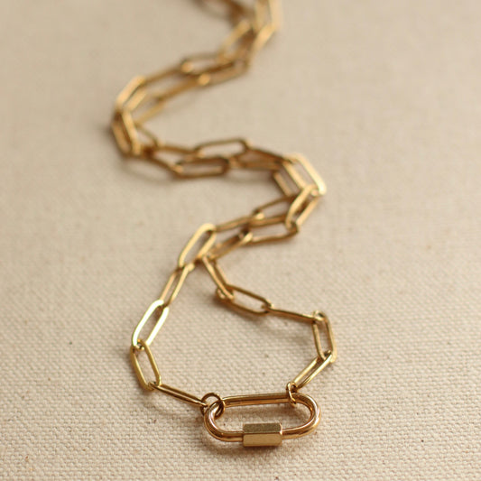 Dune Chain | Paperclip Carabiner Charm Holder Necklace, 16"