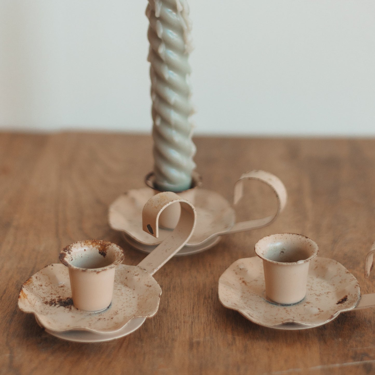 Rustic Cream Candlestick Holder
