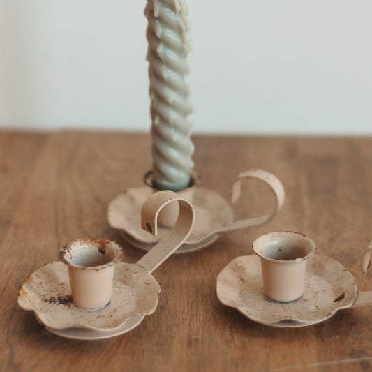 Rustic Cream Candlestick Holder