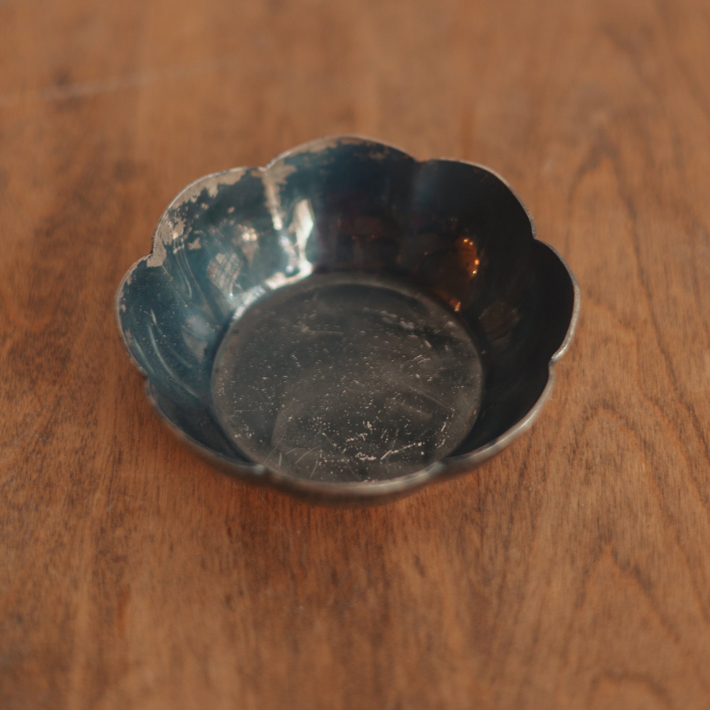 Small Silver Plate Flower Shaped Dish
