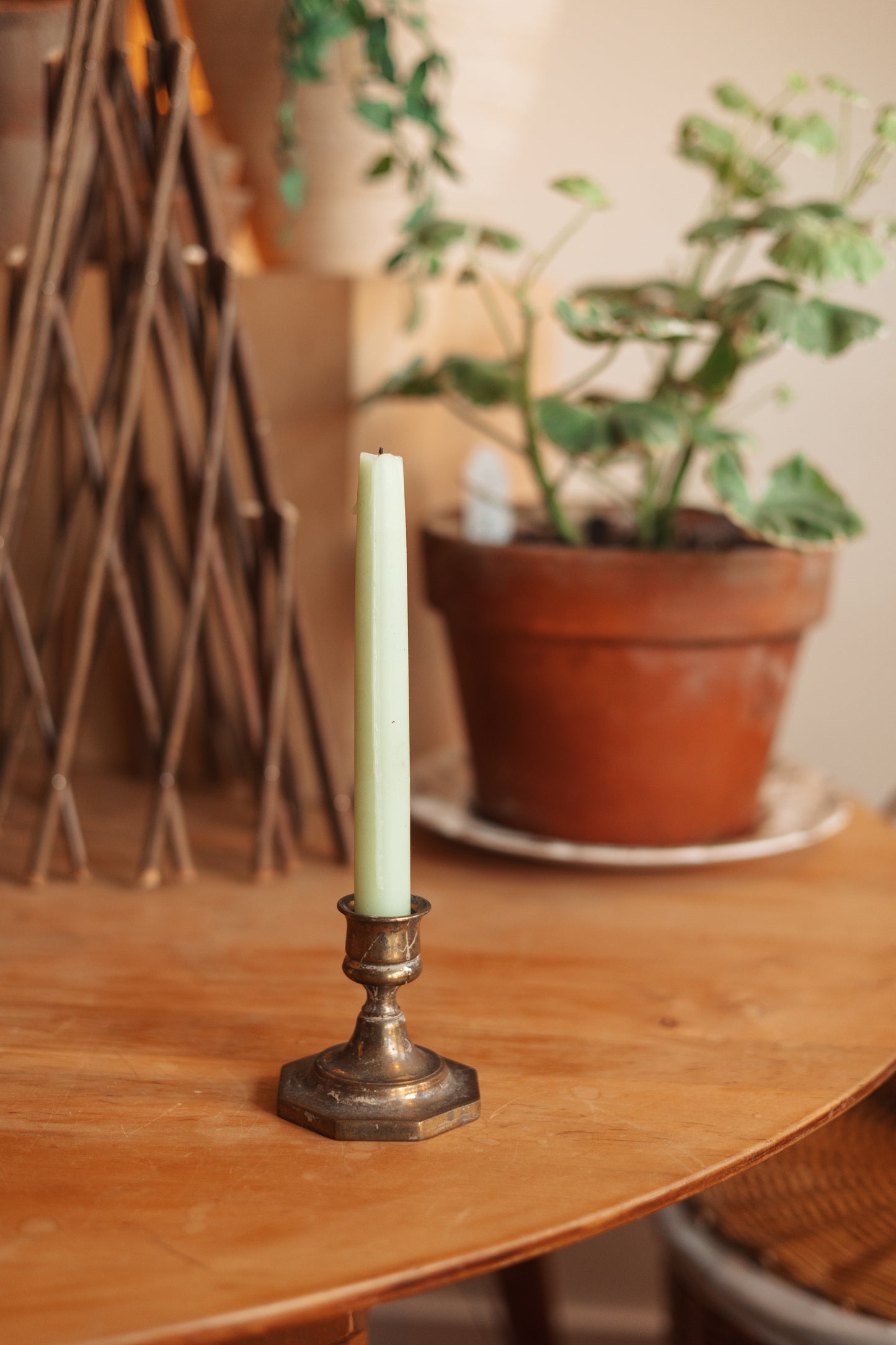 Single Brass Candlestick Holder, England