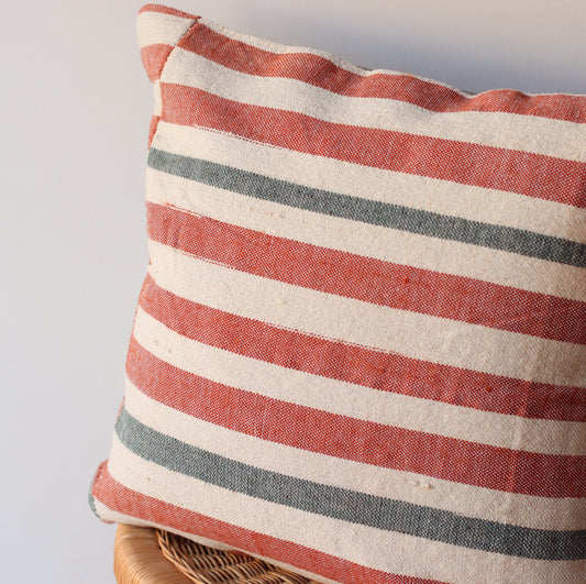 Kilim Pillow | Brick Red Stripe, includes insert, 18"