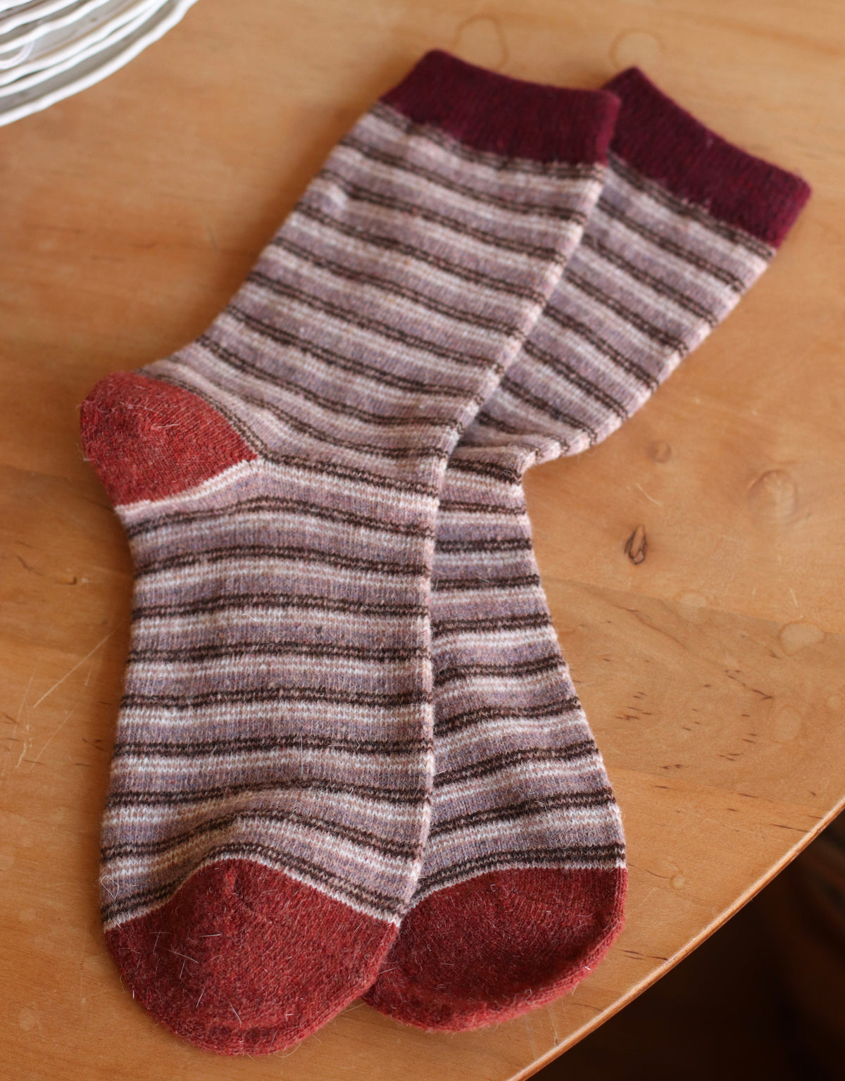 Dune Socks | Soft Striped Crew Sock, Terracotta