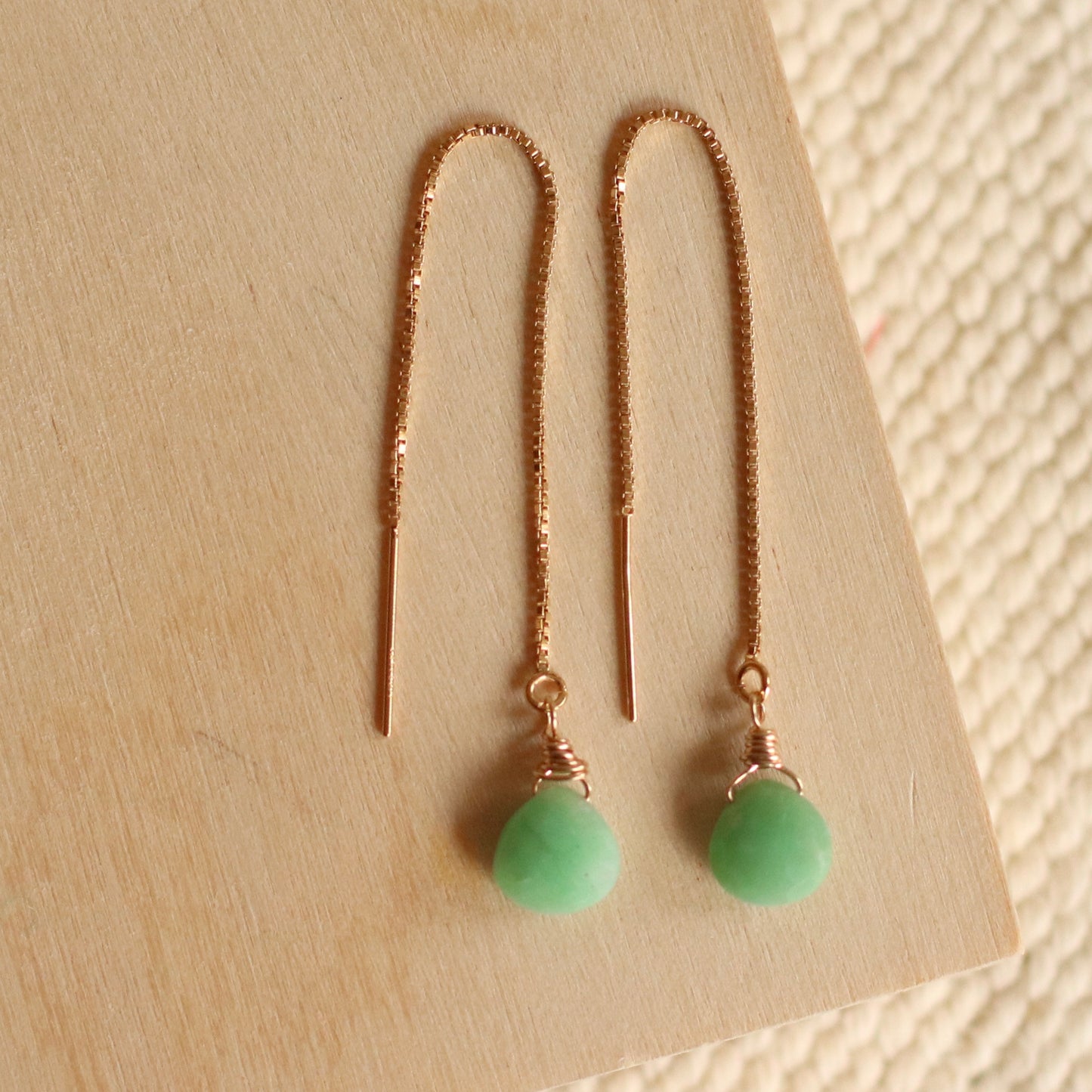 Cire’ Alexandria | Chrysoprase Gemstone Threaders, 14K Gold Filled