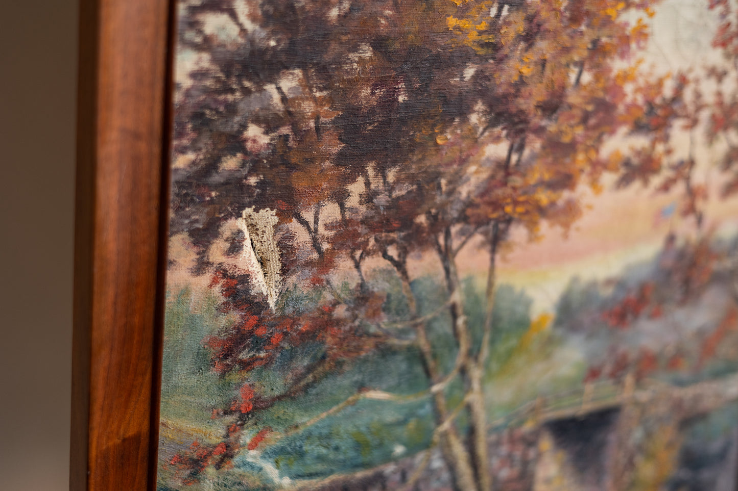 Dune Vintage Art | Cobblestone Bridges Painting circa 1940s * Pick Up Only