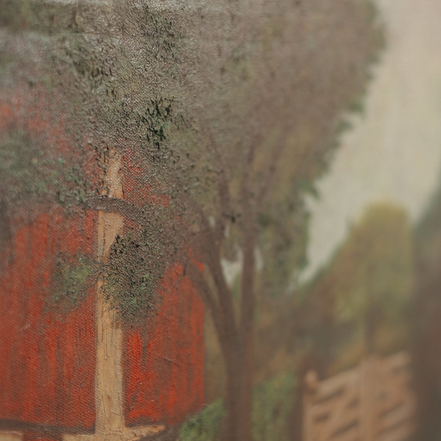 Red Barn with Gate Painting