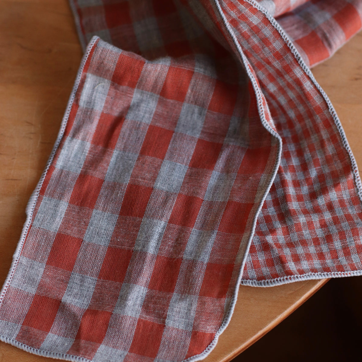 Dune Accessories | Skinny Plaid Scarf, Rust & Gray