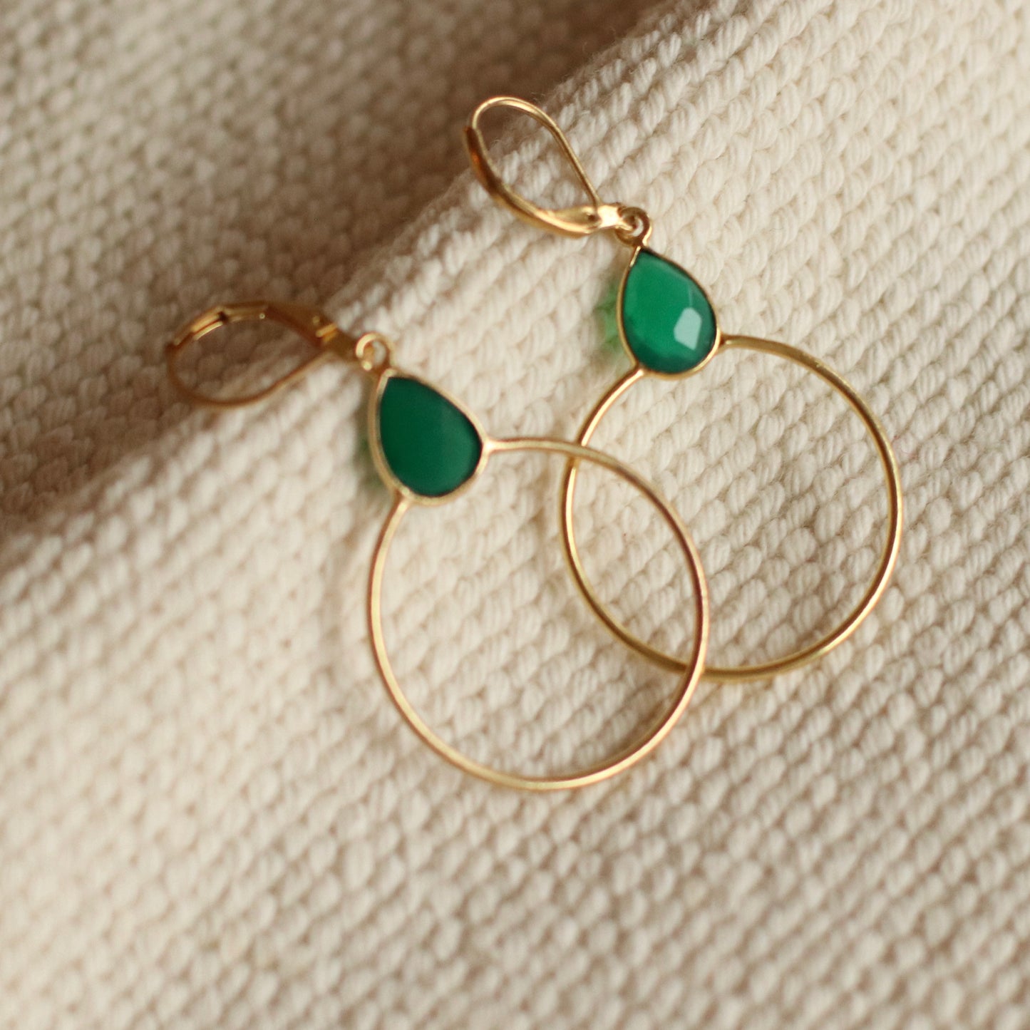 Santore | Halo Green Onyx Gemstone Drop Earrings