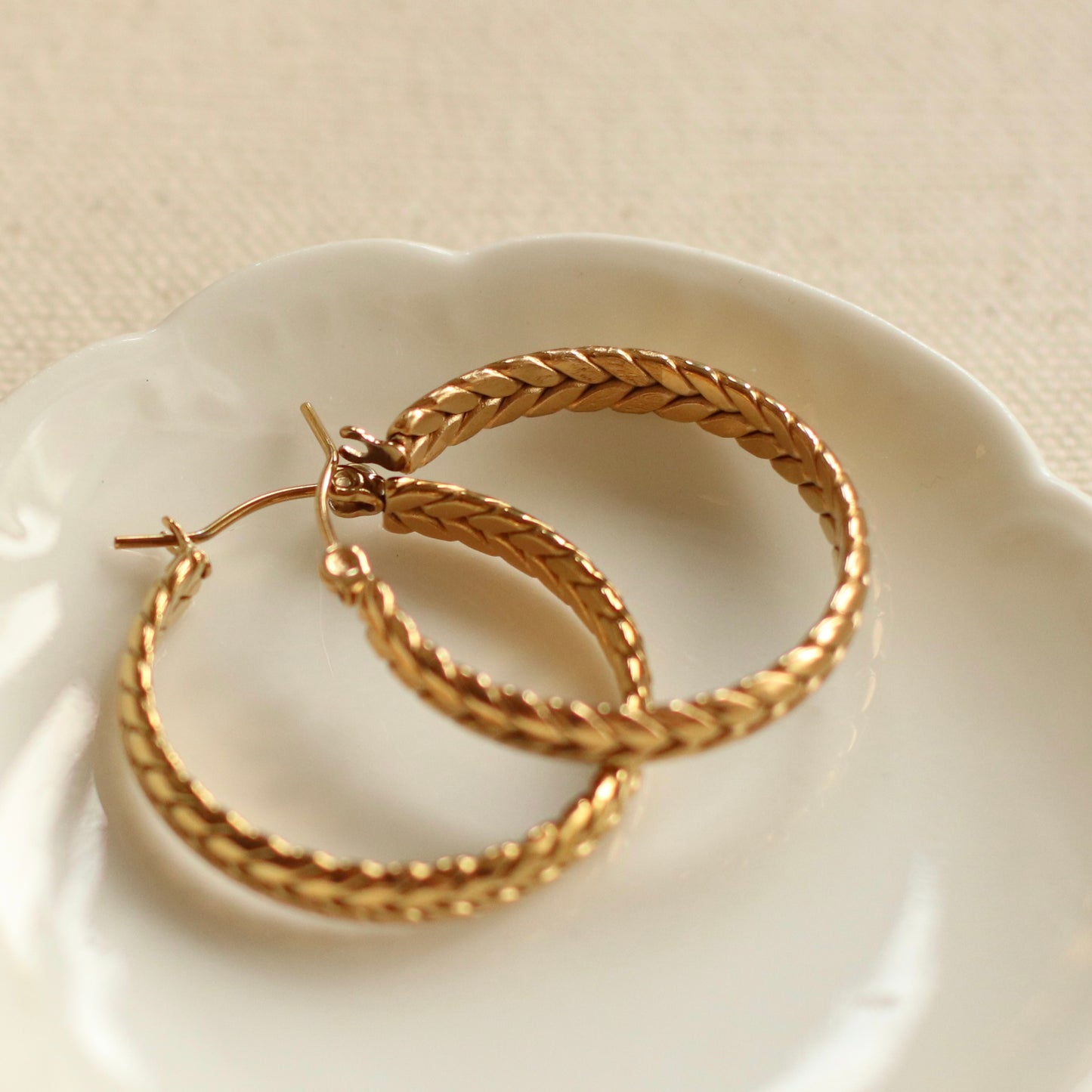 Dune Hoops | Gold Stainless Steel Braided Hoop Earrings