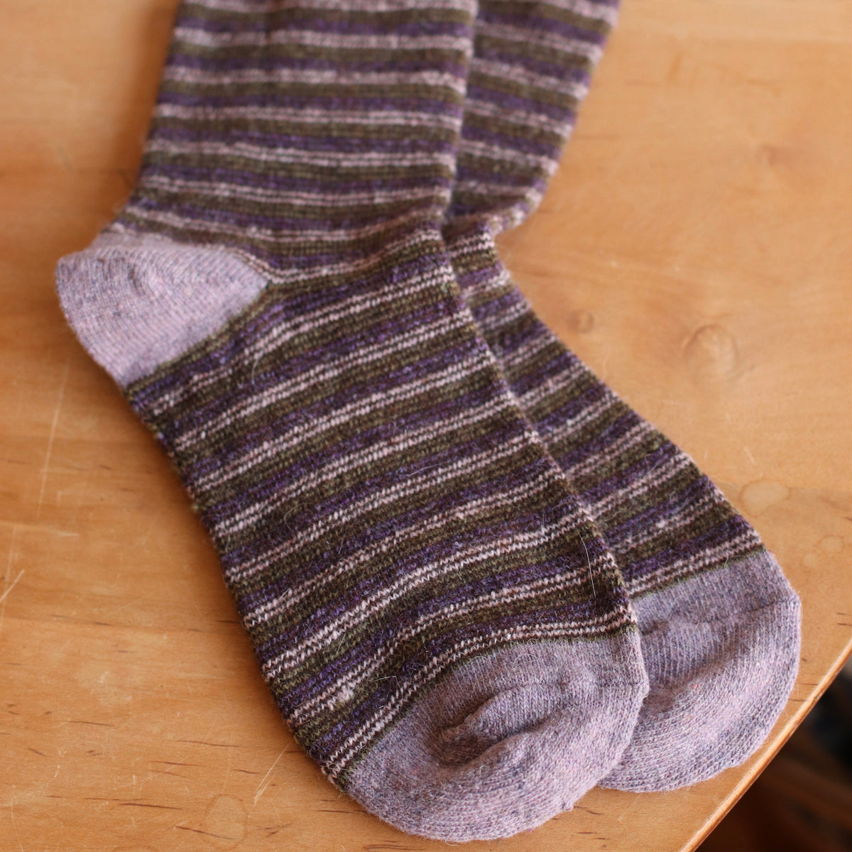 Dune Socks | Soft Striped Crew Sock, Purple