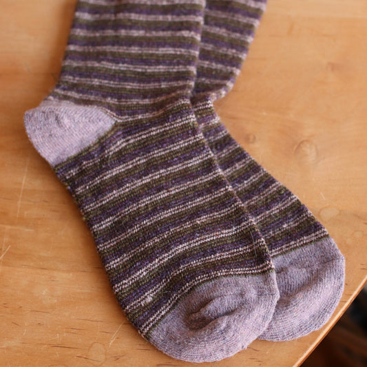 Dune Socks | Soft Striped Crew Sock, Purple