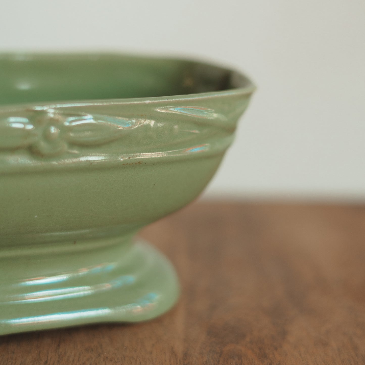 Green Ceramic Footed Rectangular Planter