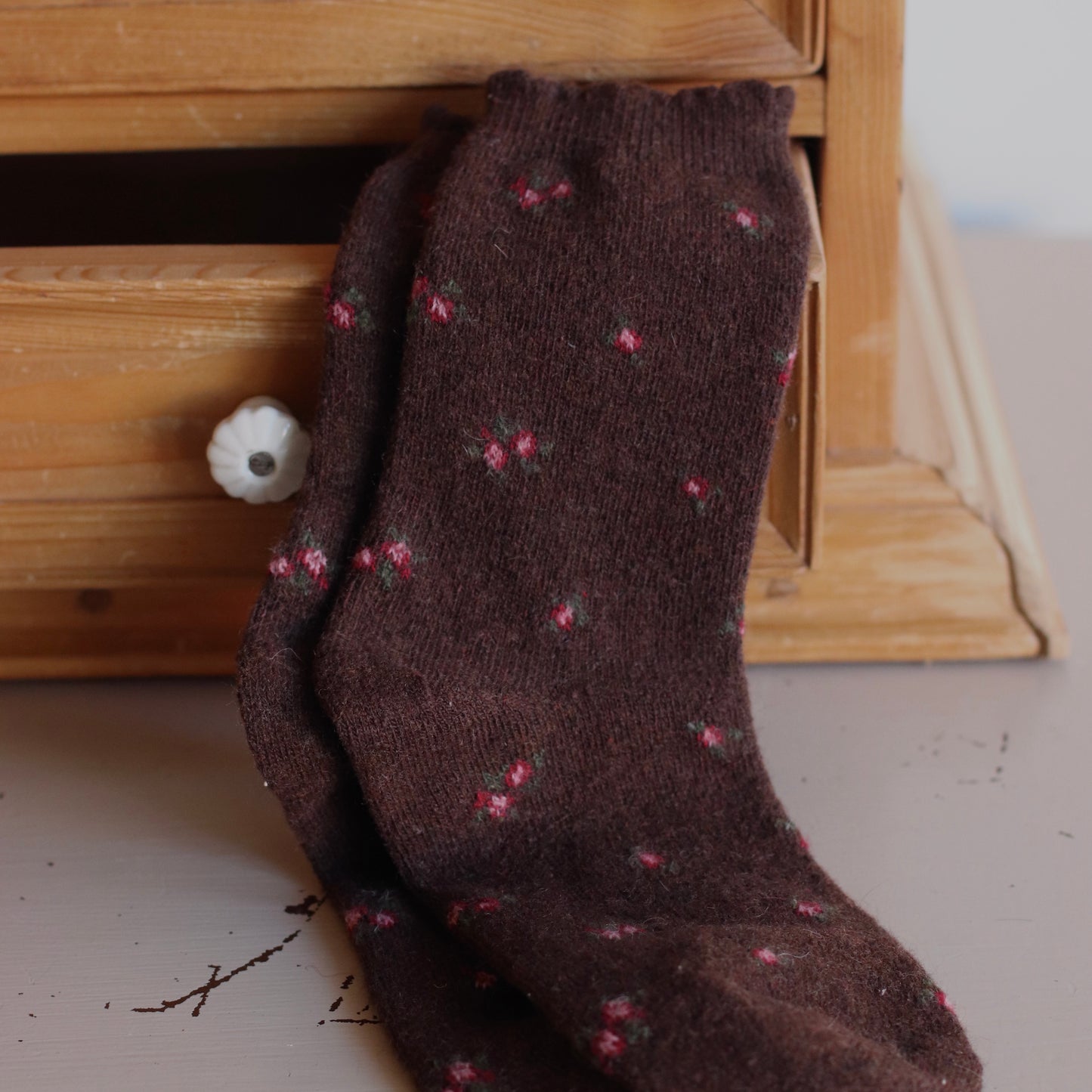 Dune Socks | Extra Soft Tiny Floral Socks, Chocolate