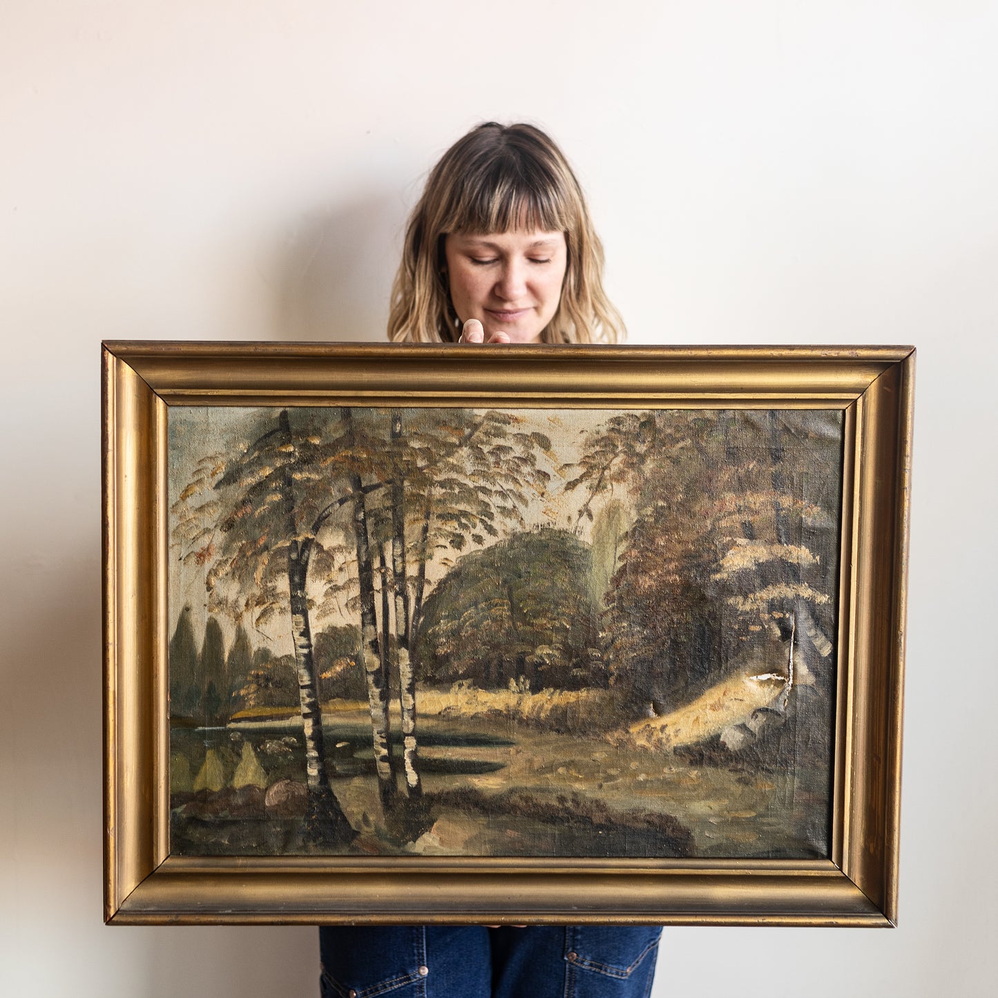 Dune Vintage Art | Birch Trees in Forest Painting Circa Late 1800s * Pick Up Only