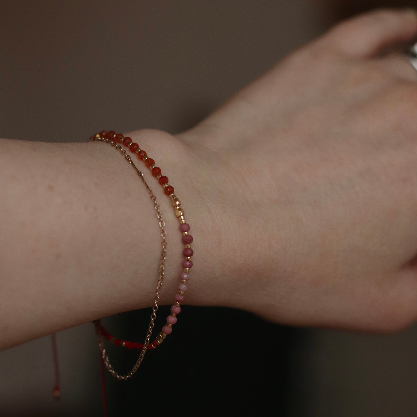 Santore | Gemstone and Seed Bead Adjustable Thread Bracelet, assorted colors