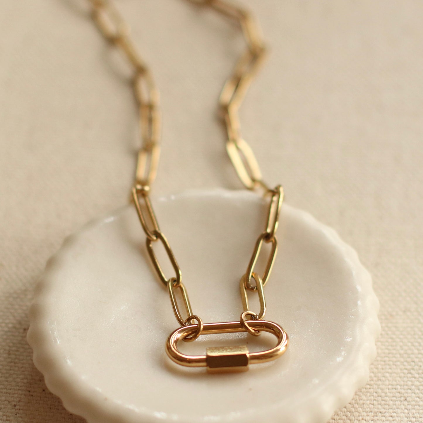 Dune Chain | Paperclip Carabiner Charm Holder Necklace, 18"