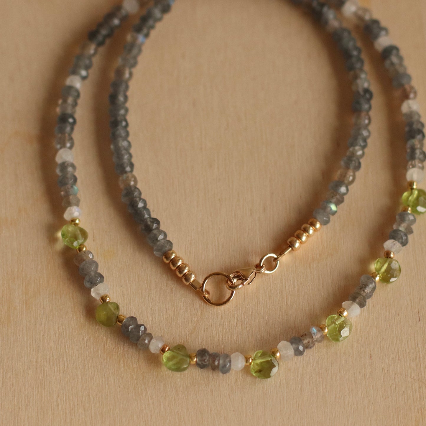 Cire’ Alexandria | Labradorite, Moonstone and Peridot Gemstone Necklace