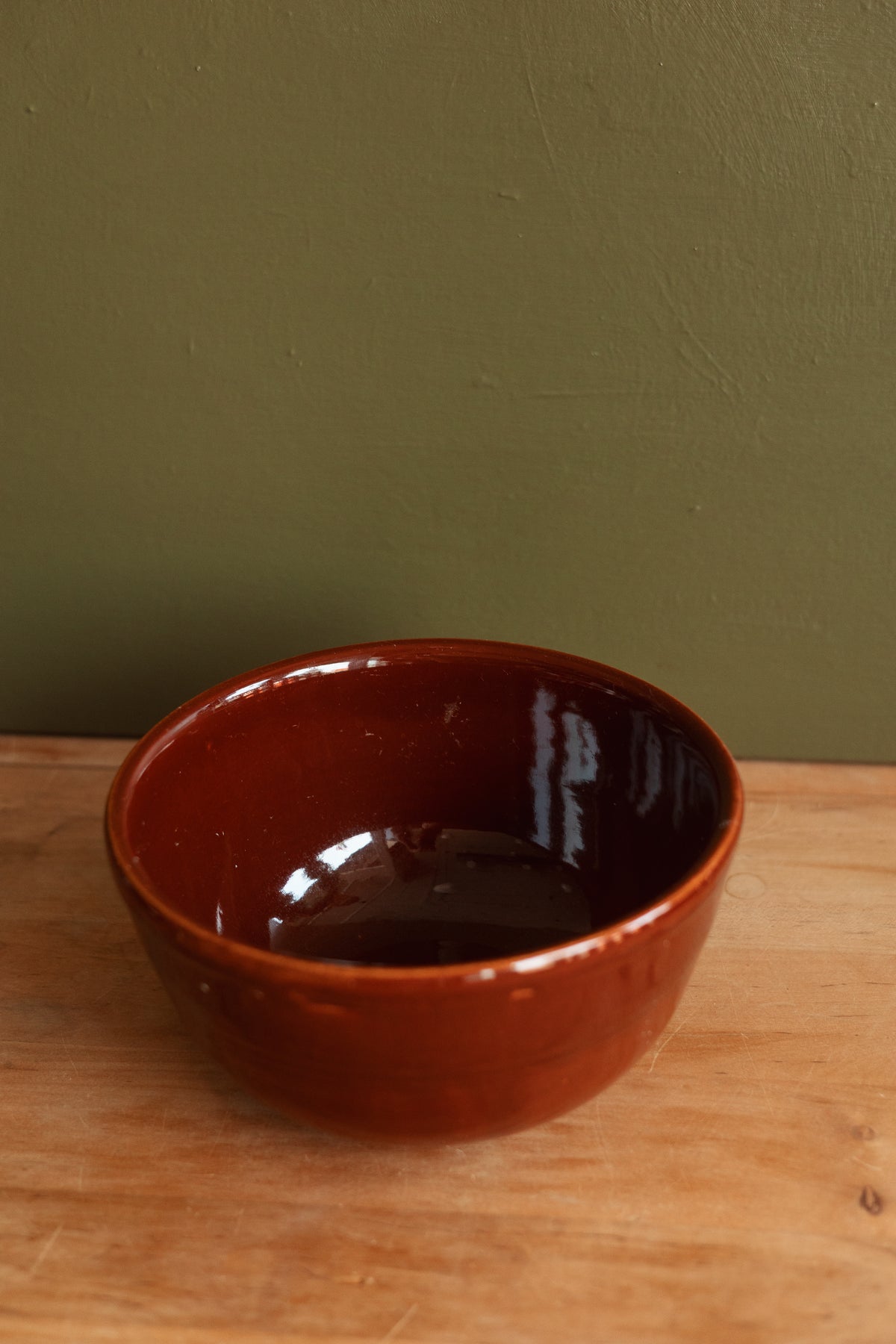 Brown Glazed Stoneware Mixing Bowl