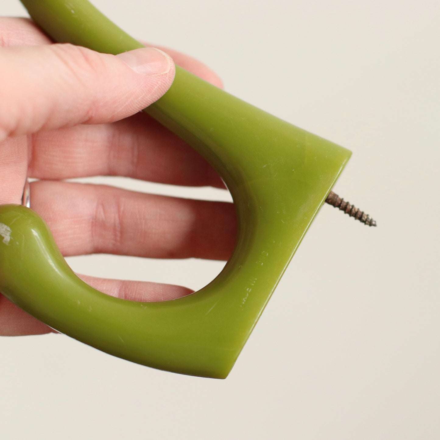 Green Plastic Wall Hooks, Pair