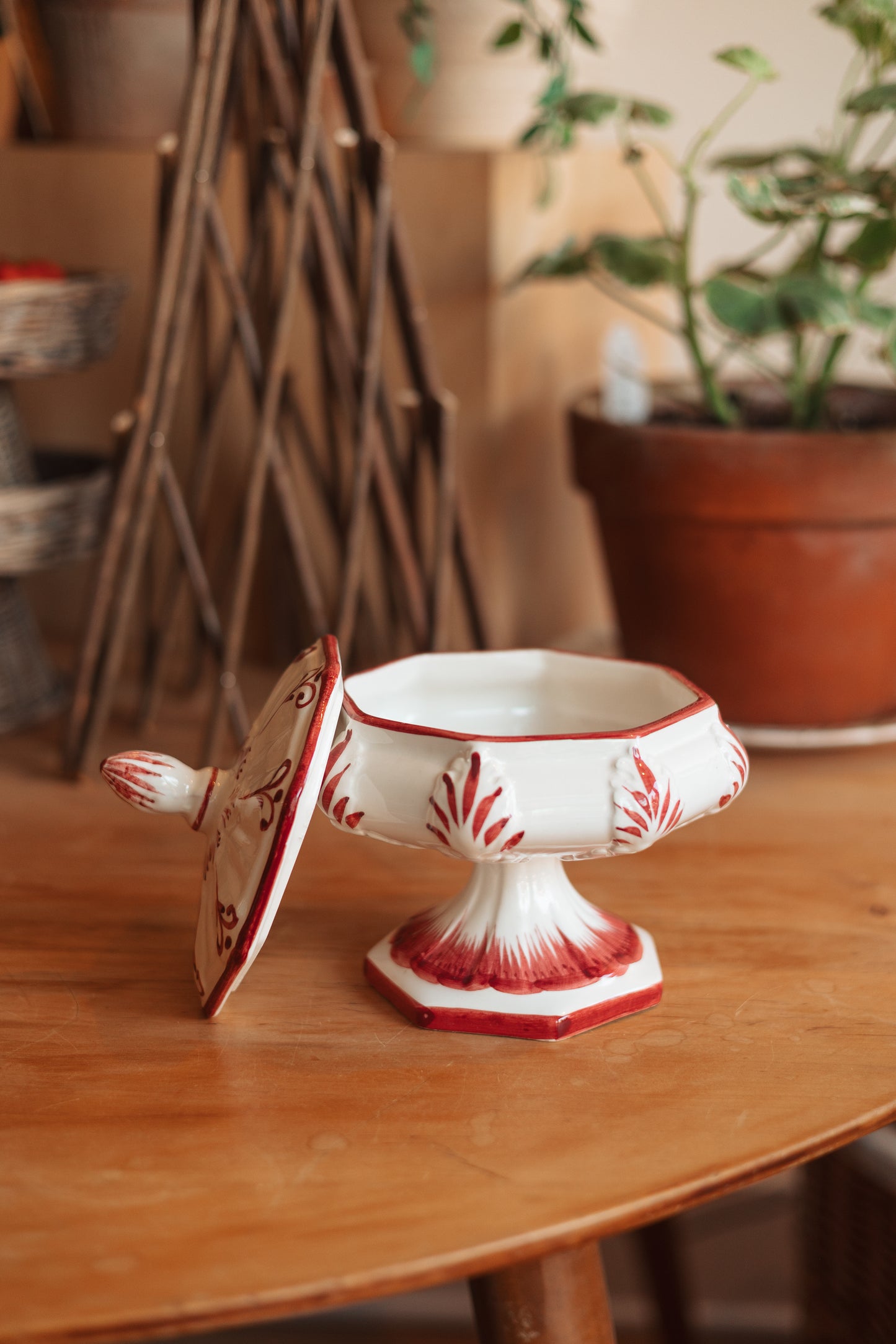 Portuguese Hand Painted Lidded Candy Dish