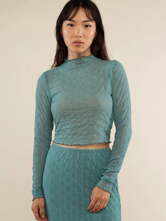 NLT | Abra Jacquard Mesh Top, Sea Foam