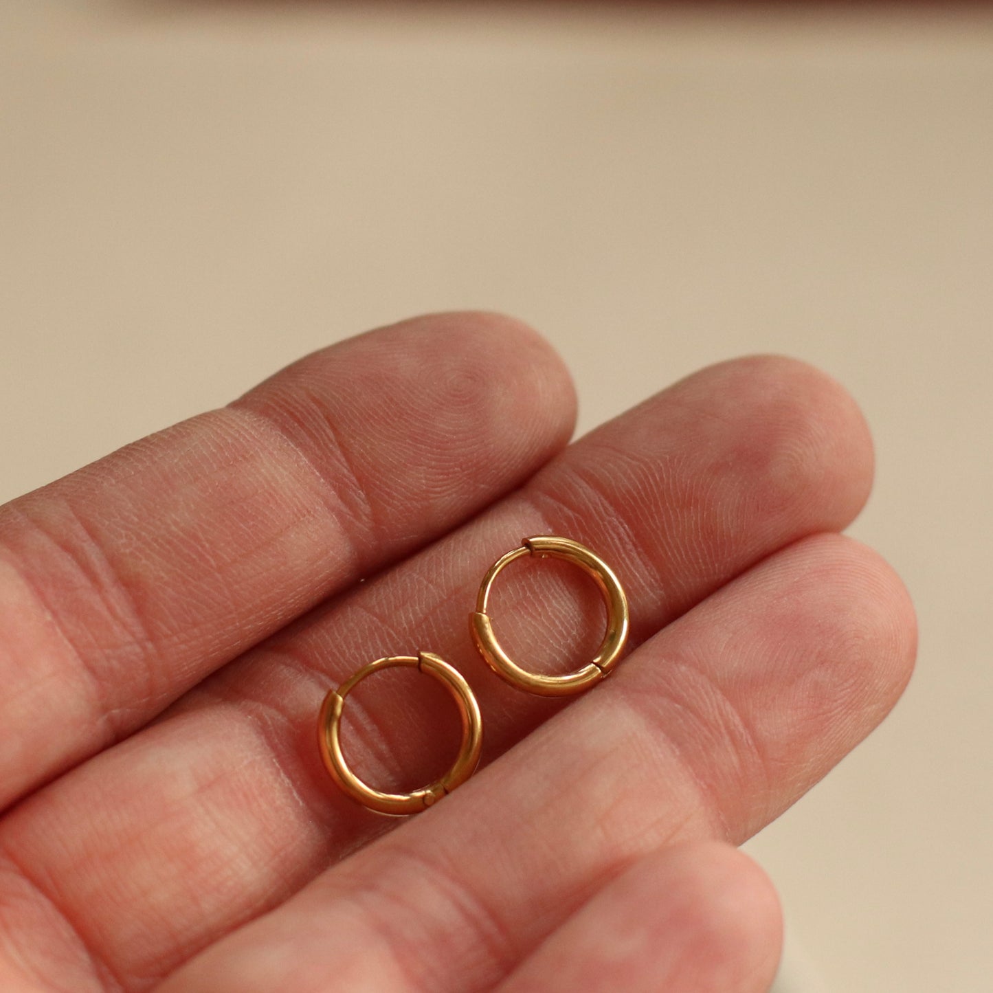 Dune Hoops | Gold Stainless Steel Classic Huggie Hoops, 20, 16, 12, 8 mm - Choose Your Size