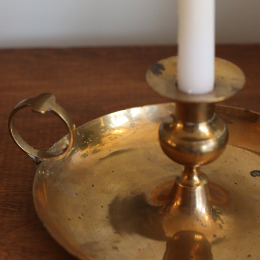 Extra Large Brass Chamberstick Candleholder