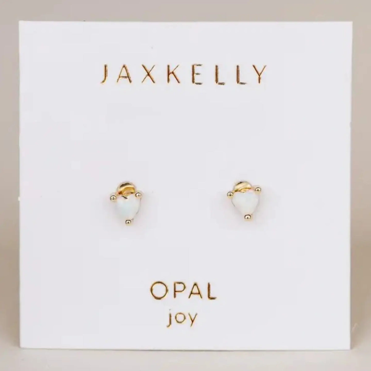 Jax Kelly | Tiny Heart Studs, White Opal