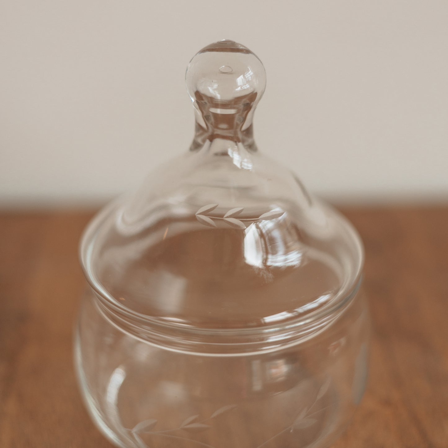 Etched Glass Lidded Jar