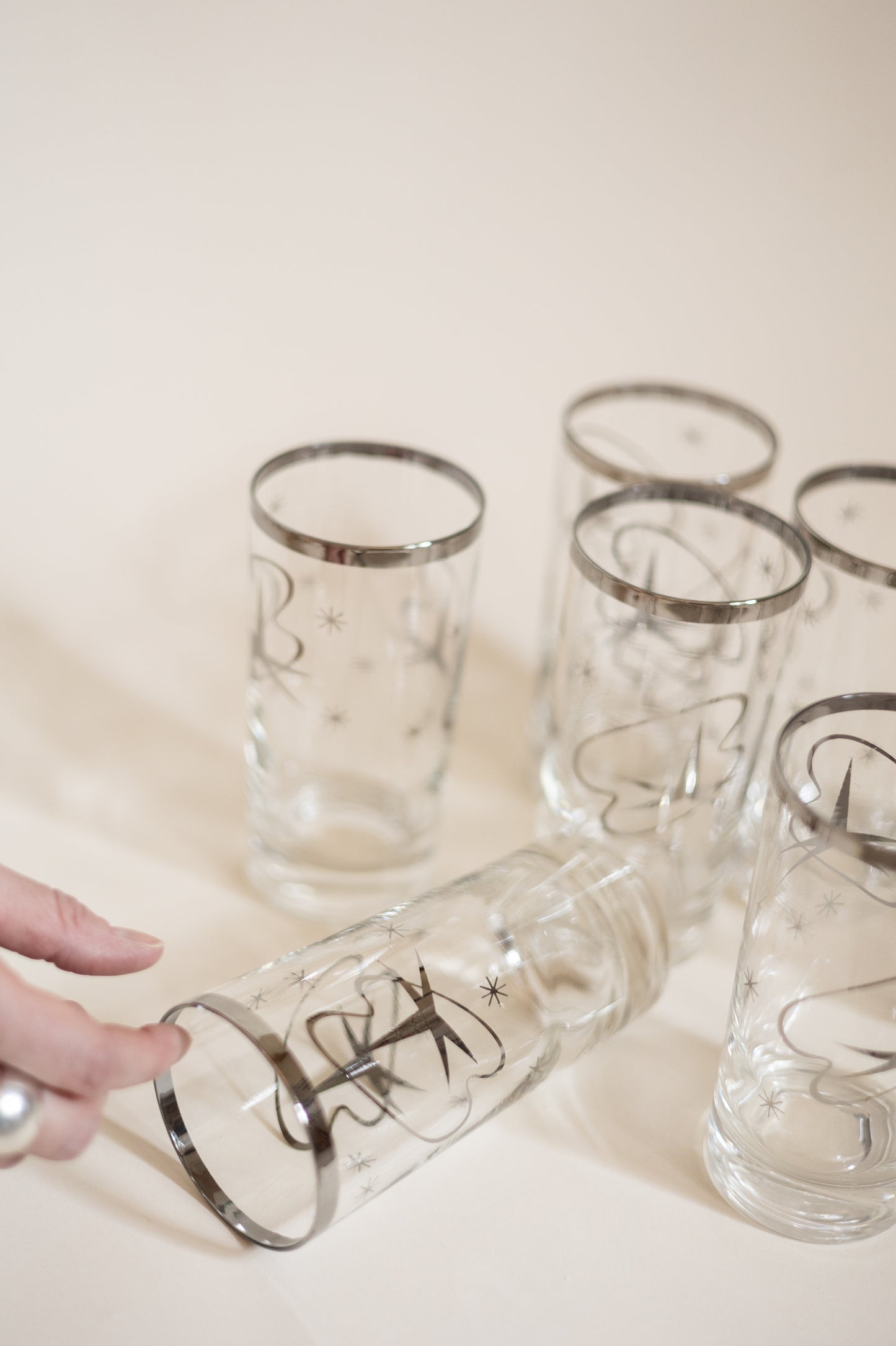 Vintage Atomic Star Glasses, Set of 7