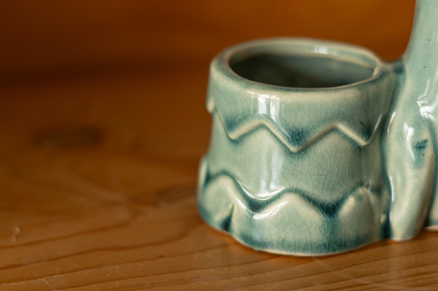 Quirky Green Glazed Seal with Ball Planter