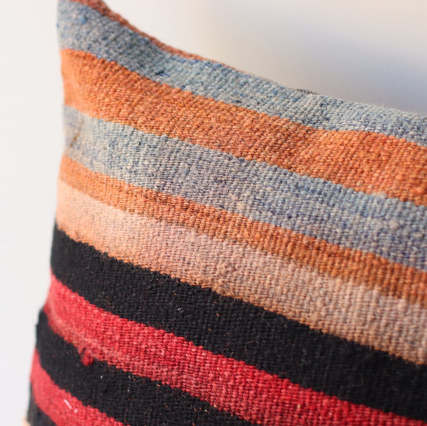 Kilim Pillow | Rust, Gray and Black Stripe, includes insert, 18"